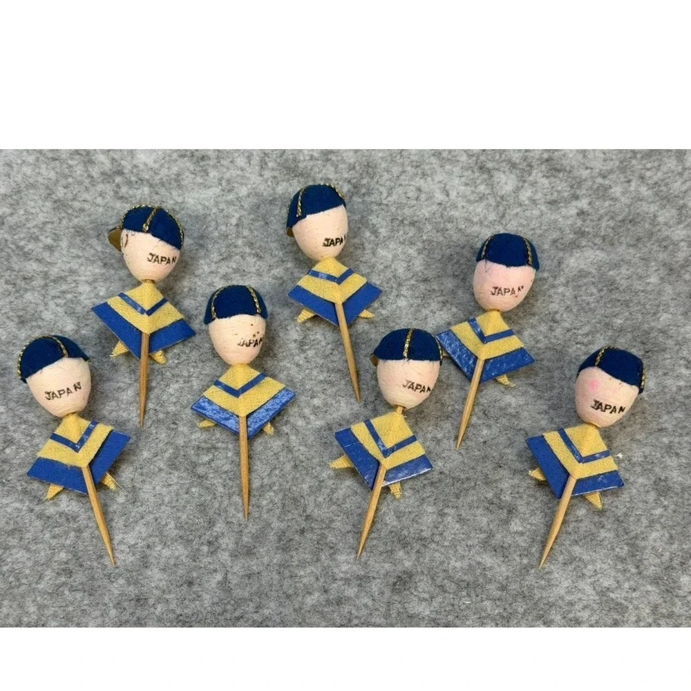 Vintage 1950's Boy Scout Spun Cup Cake Topper Party Picks Set of 7 Made in Japan